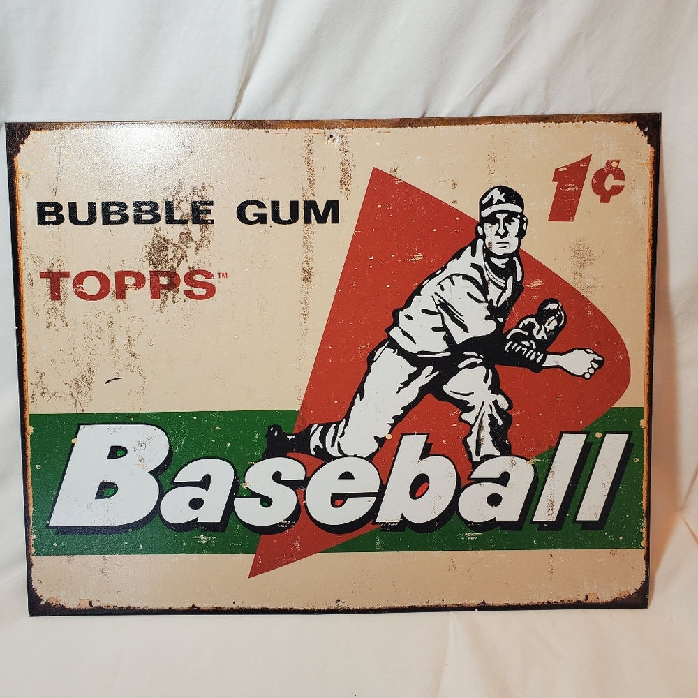 Topps 1958 Retro 1 Cent Bubble Gum Metal Sign, Reproduced 2009